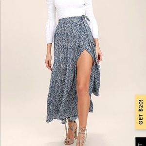 Navy print wrap skirt
